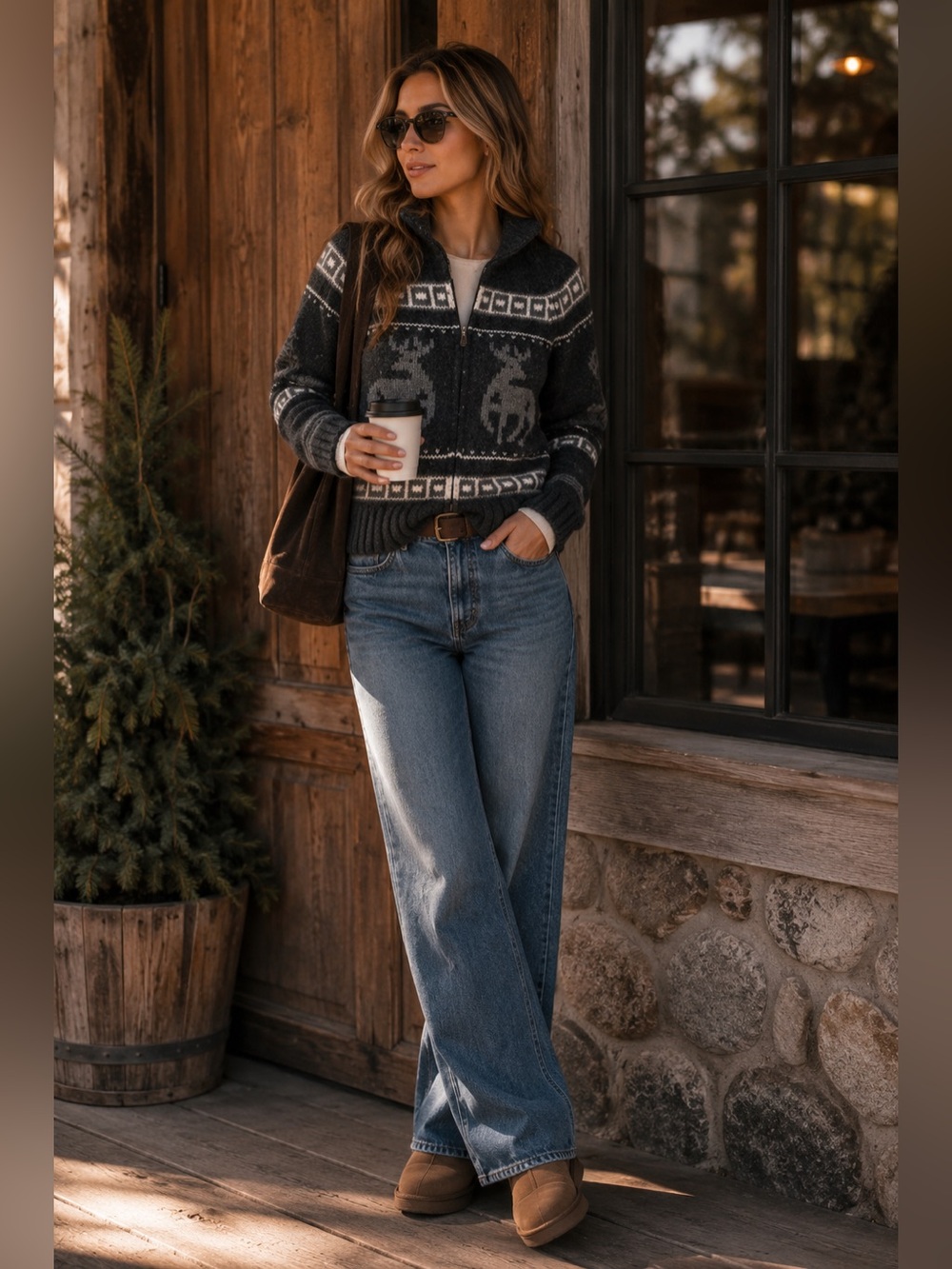 Aritzia TNA Cowichan Y2K wool sweater charcoal